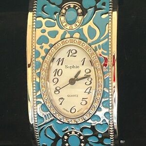 Sophie Silver and Blue Quartz Watch/Cuff/Bangle - Vintage 🩶